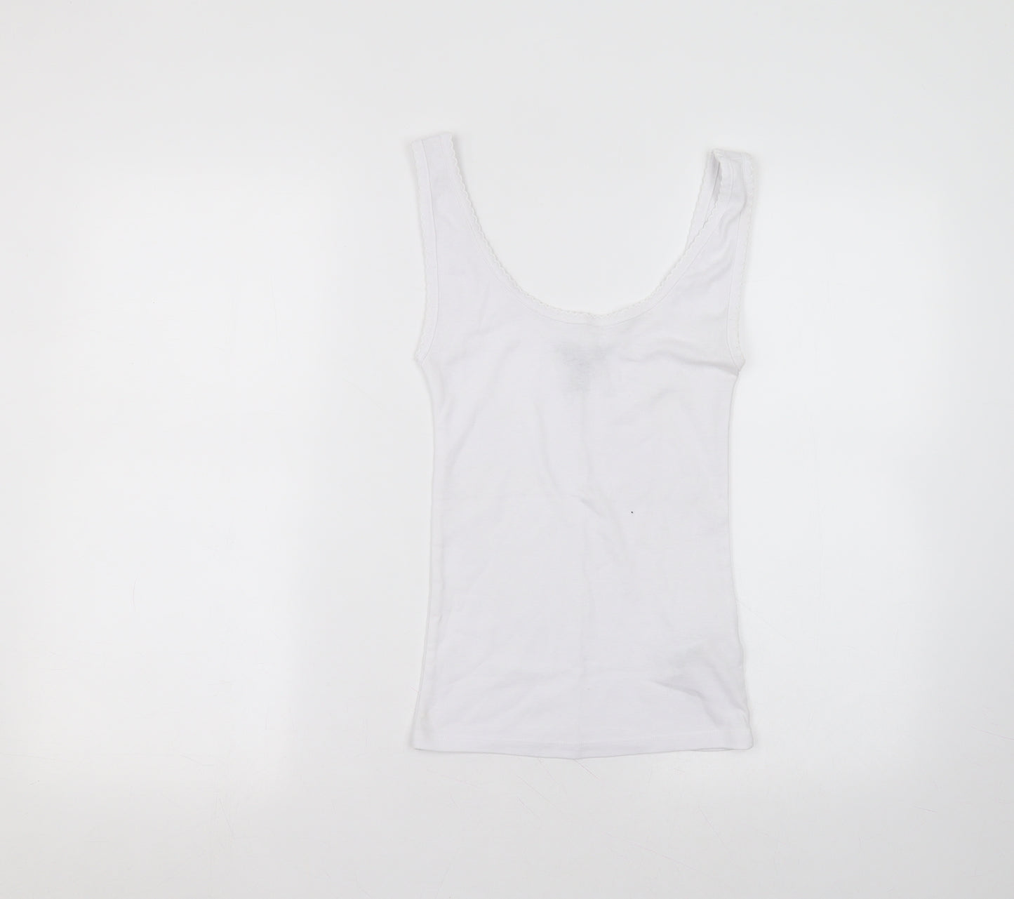 New Look Womens White  Polyester Basic Tank Size 10 Round Neck