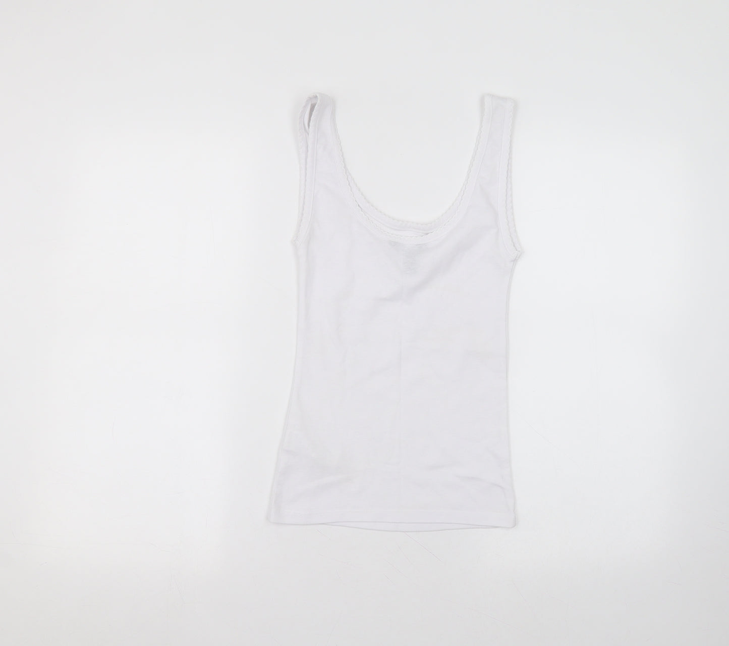 New Look Womens White  Polyester Basic Tank Size 10 Round Neck