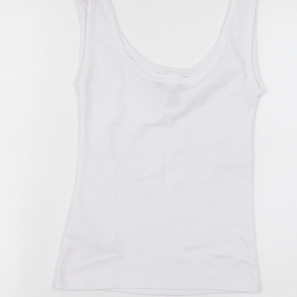 New Look Womens White  Polyester Basic Tank Size 10 Round Neck