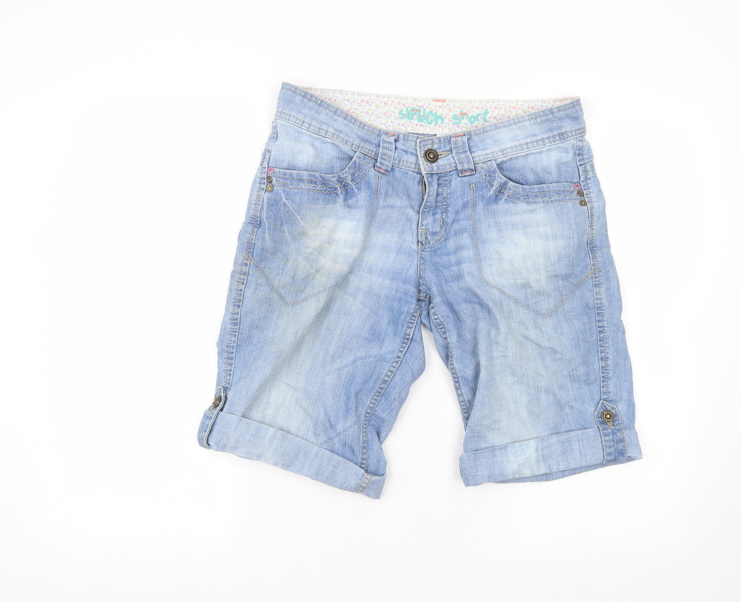 Denim & Co. Womens Blue  Cotton Bermuda Shorts Size 8 L10 in Regular