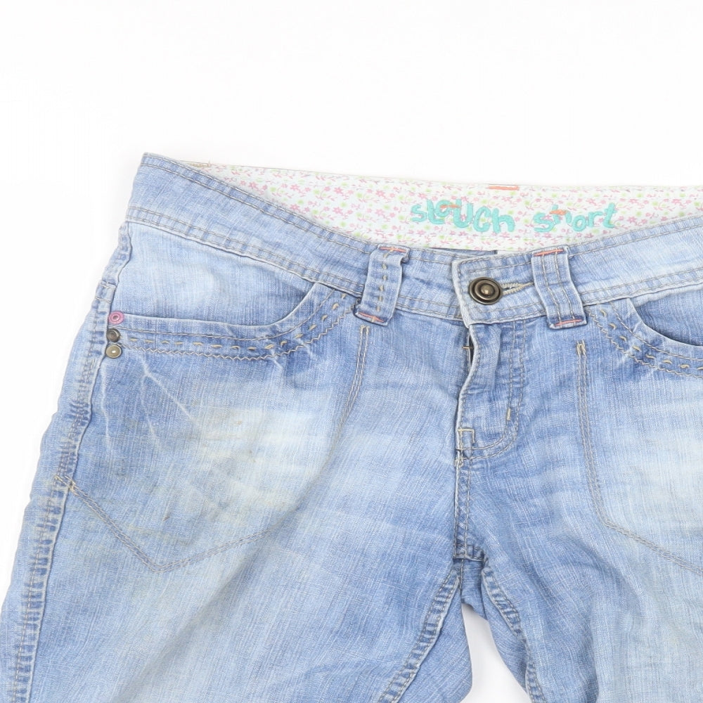 Denim & Co. Womens Blue  Cotton Bermuda Shorts Size 8 L10 in Regular