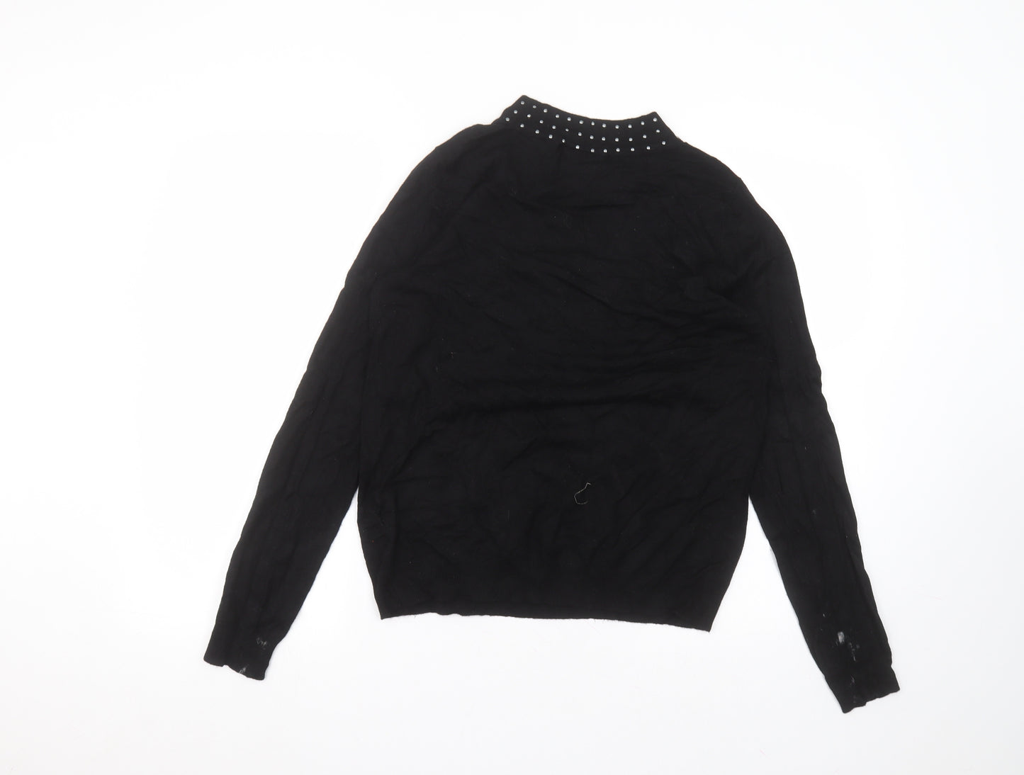 Wallis Womens Black  Viscose Basic T-Shirt Size 14 Round Neck