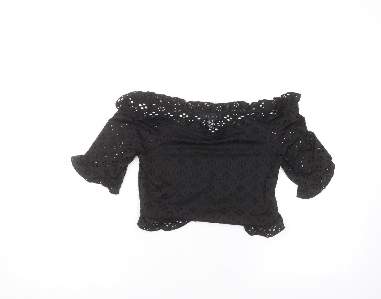 New Look Womens Black  Polyester Basic T-Shirt Size 10 Round Neck