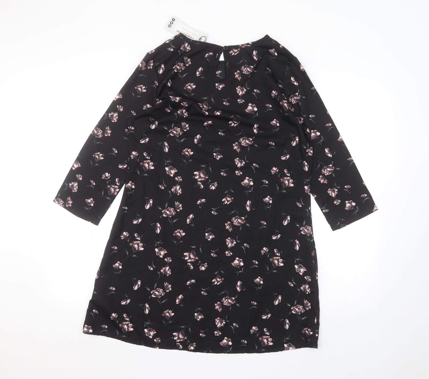 Boohoo Womens Beige Floral Polyester A-Line  Size 12 Round Neck