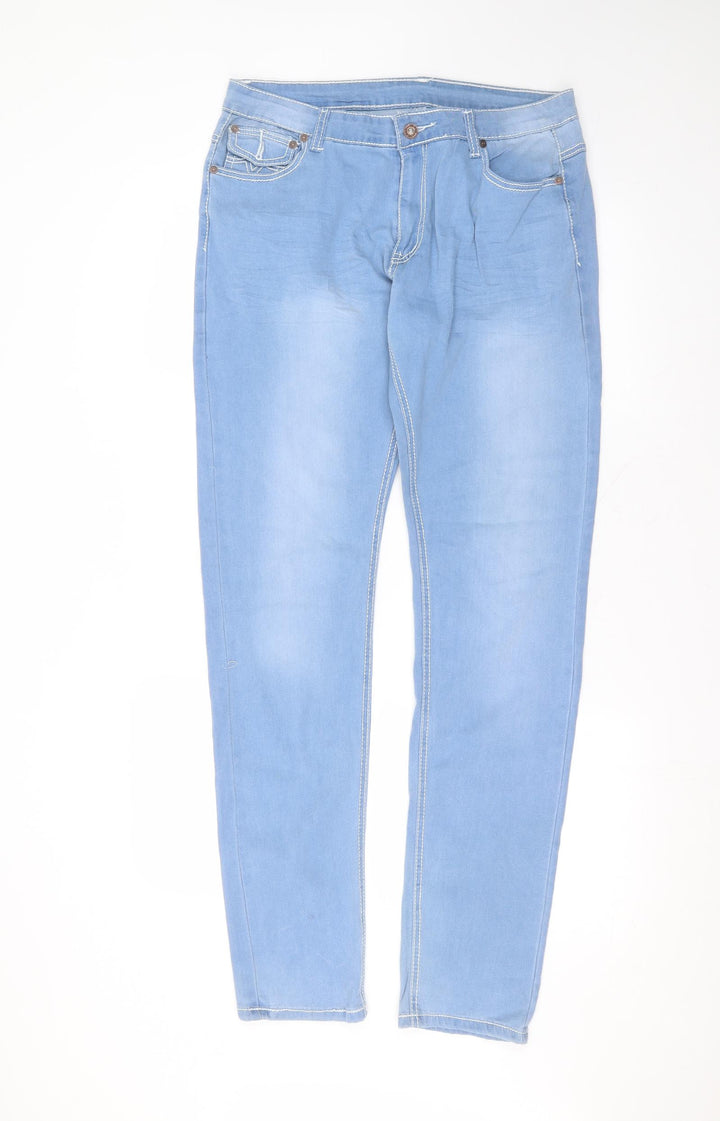 Preworn Womens Blue Polyester Skinny Jeans Size XL L31 in Regular