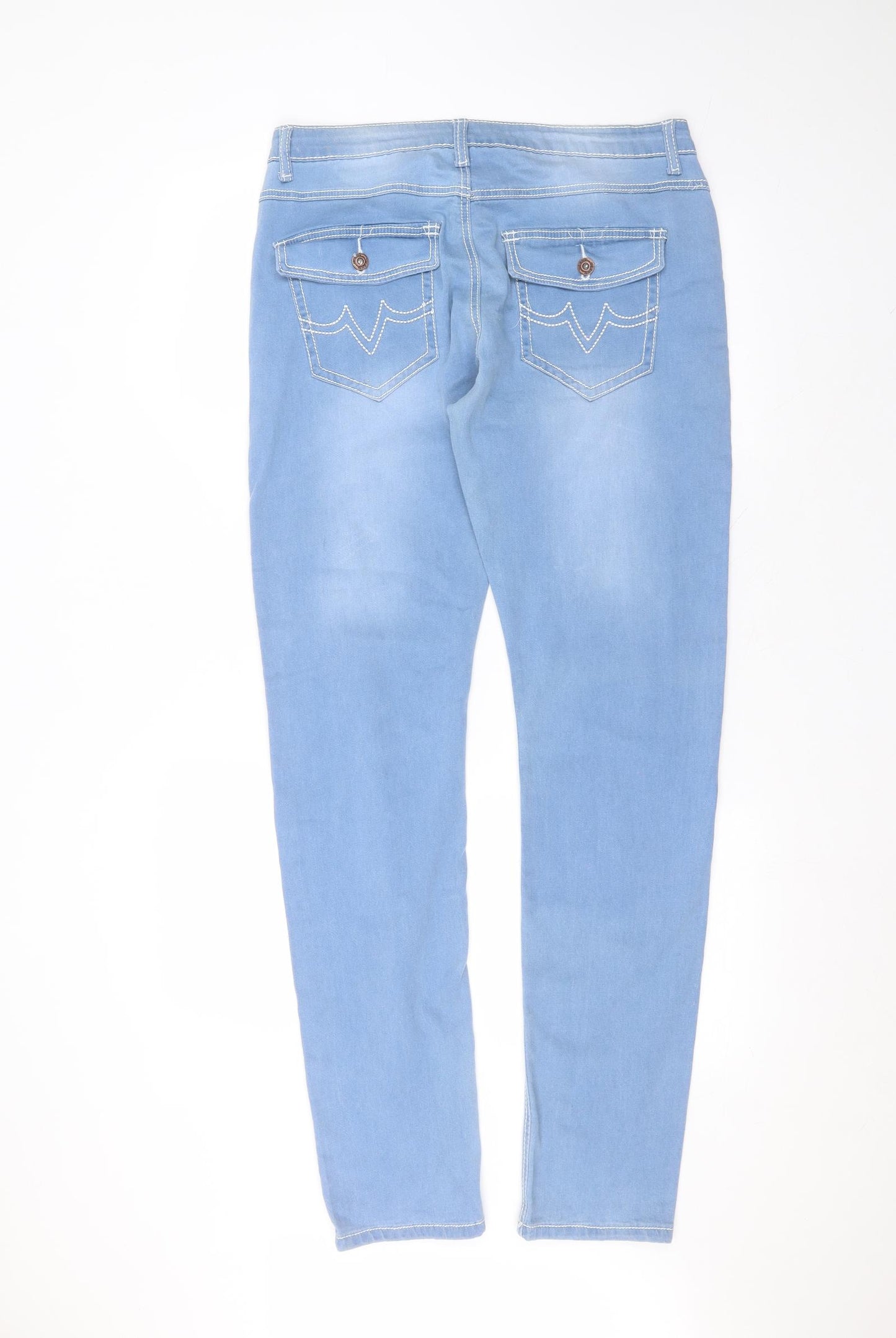 Preworn Womens Blue  Polyester Skinny Jeans Size XL L31 in Regular