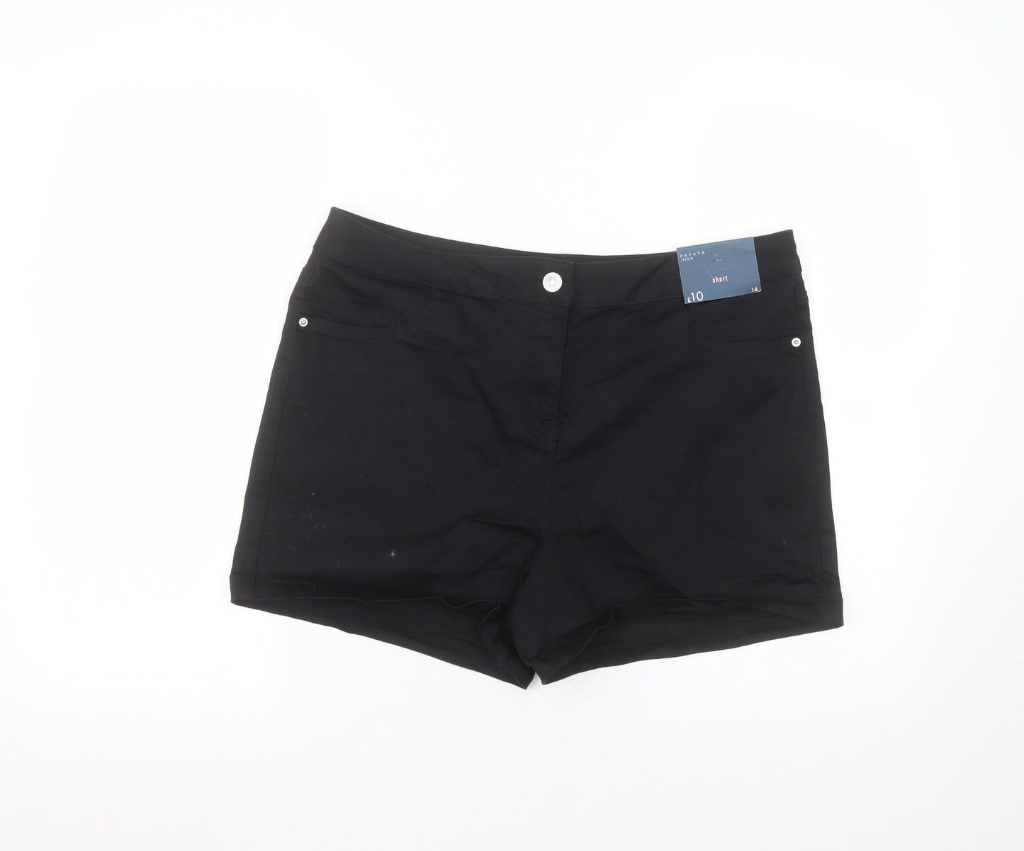 Matalan Womens Black  Cotton Hot Pants Shorts Size 14  Regular