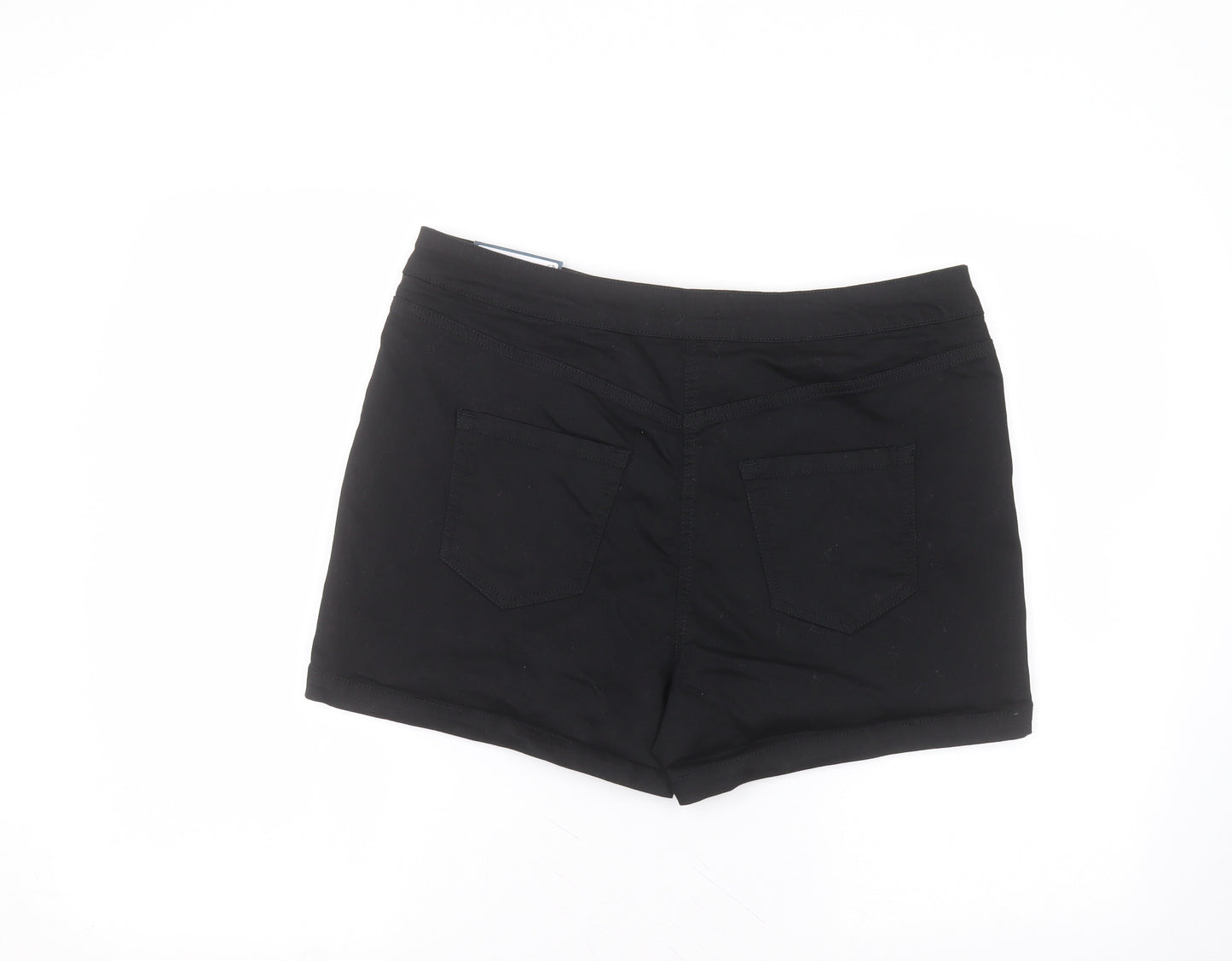 Matalan Womens Black  Cotton Hot Pants Shorts Size 14  Regular