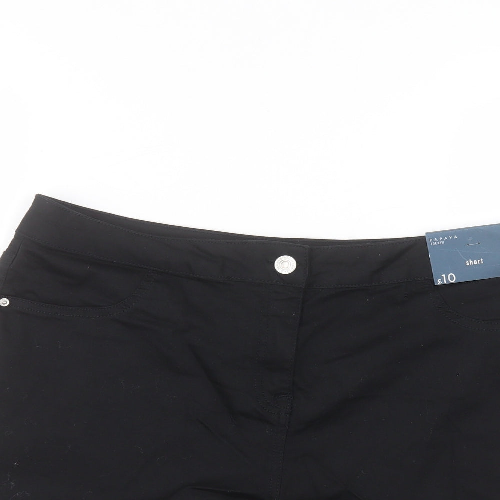 Matalan Womens Black  Cotton Hot Pants Shorts Size 14  Regular