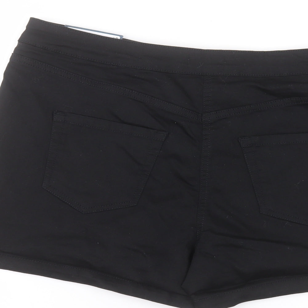 Matalan Womens Black  Cotton Hot Pants Shorts Size 14  Regular