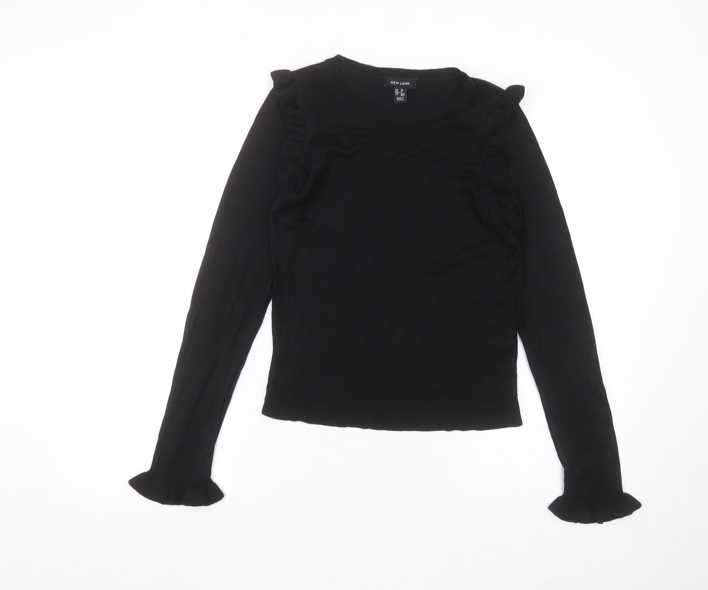 New Look Womens Black  Viscose Basic T-Shirt Size 10 Round Neck