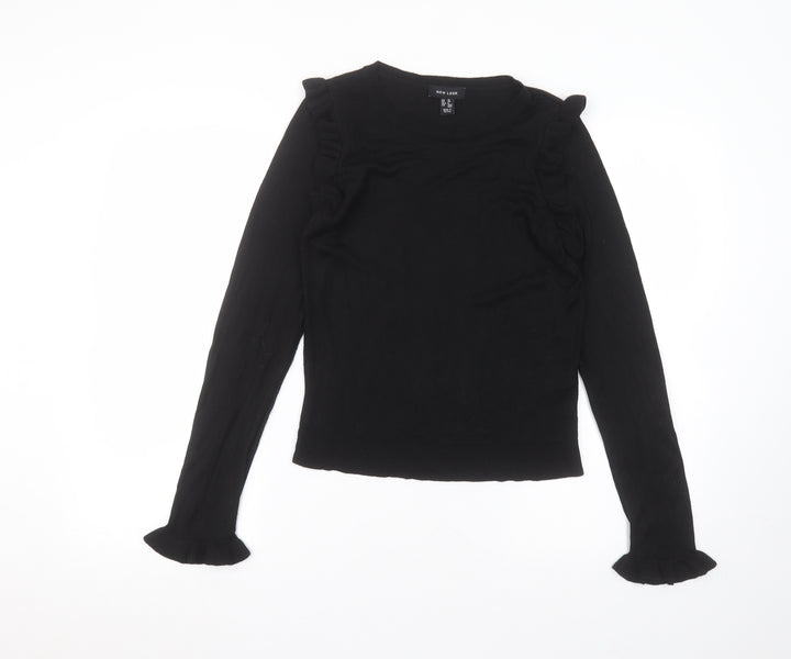 New Look Womens Black  Viscose Basic T-Shirt Size 10 Round Neck