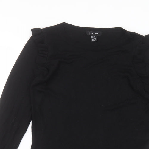 New Look Womens Black  Viscose Basic T-Shirt Size 10 Round Neck