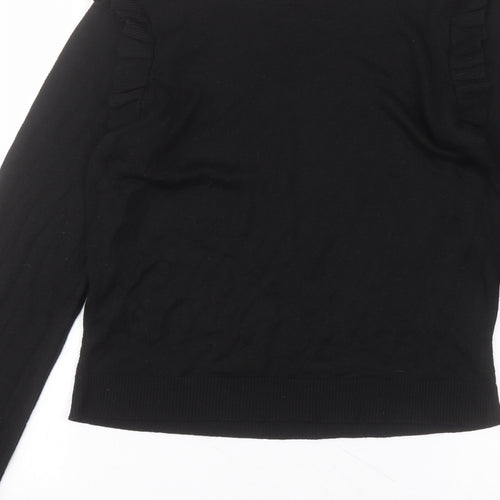 New Look Womens Black  Viscose Basic T-Shirt Size 10 Round Neck