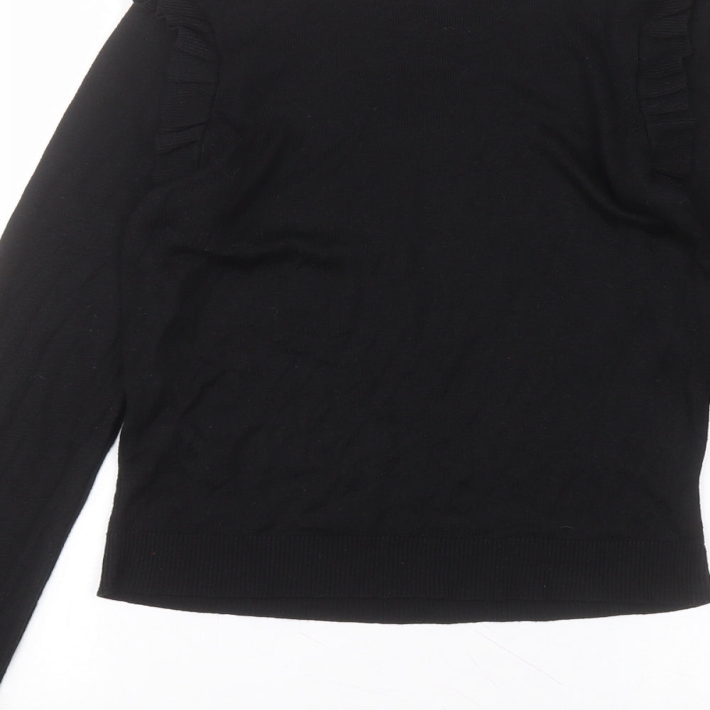 New Look Womens Black  Viscose Basic T-Shirt Size 10 Round Neck