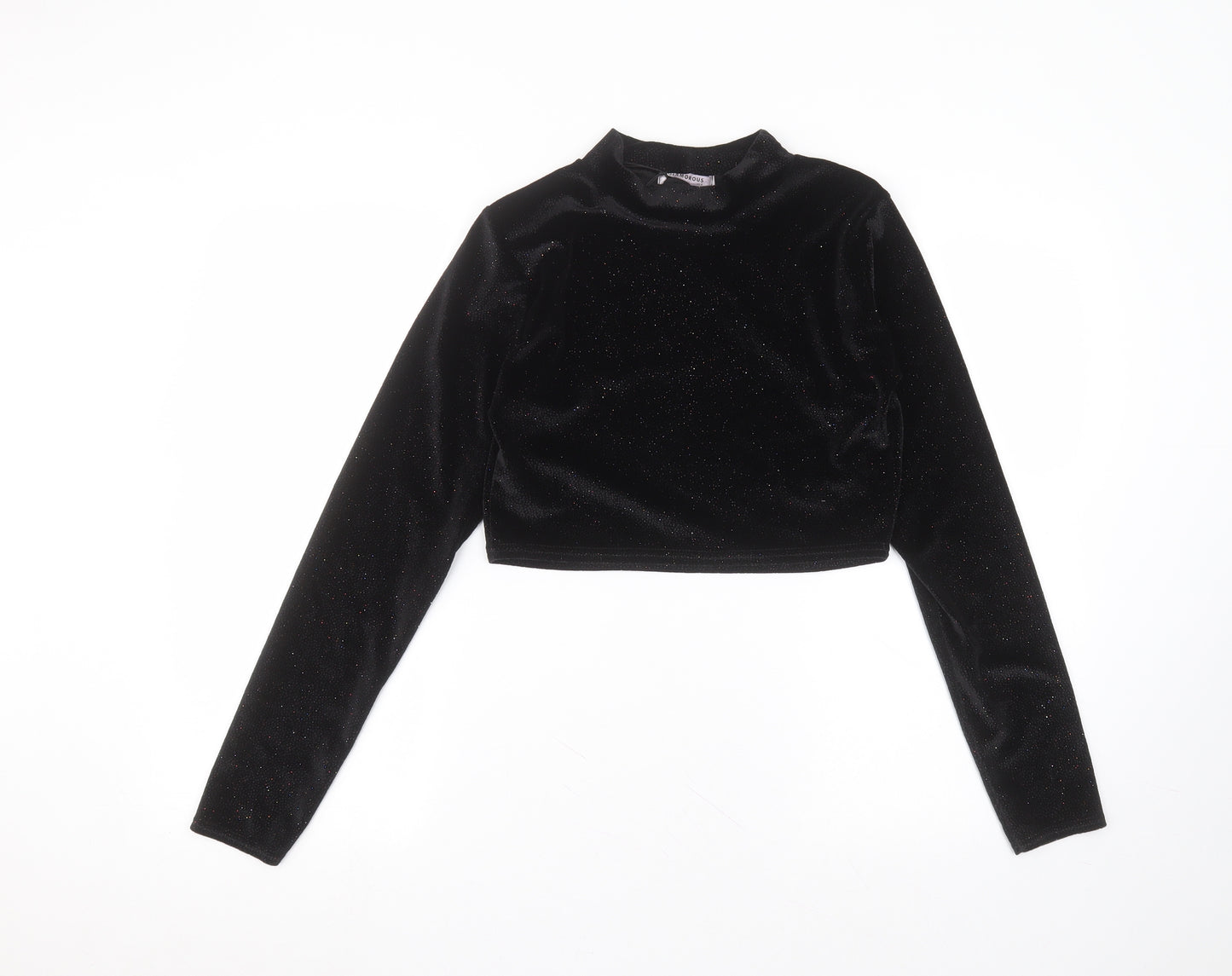 Glamourous Womens Black  Polyester Basic T-Shirt Size 12 Round Neck