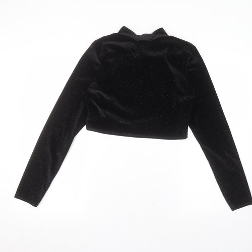 Glamourous Womens Black  Polyester Basic T-Shirt Size 12 Round Neck