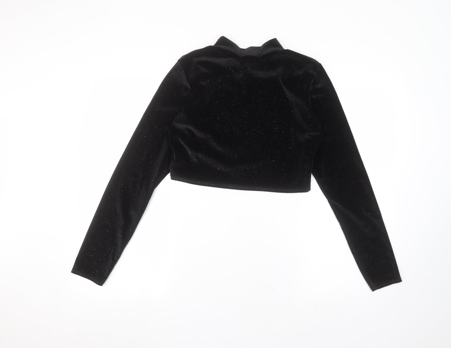 Glamourous Womens Black  Polyester Basic T-Shirt Size 12 Round Neck