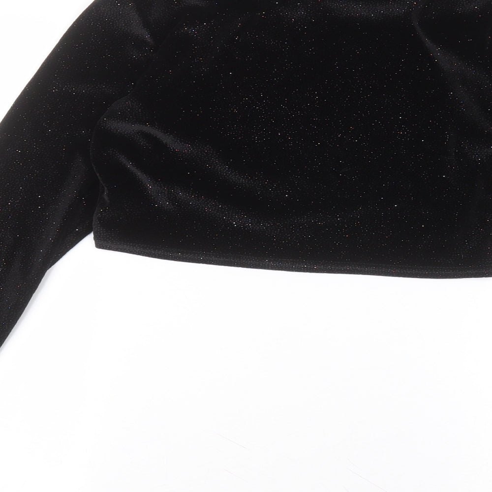 Glamourous Womens Black  Polyester Basic T-Shirt Size 12 Round Neck