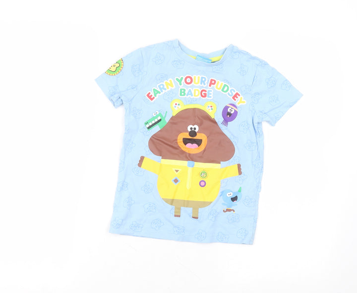 George Boys Blue  Cotton Basic T-Shirt Size 4-5 Years Round Neck