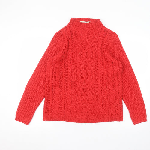 M&Co Womens Red Round Neck  Acrylic Pullover Jumper Size 14