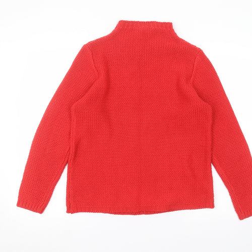 M&Co Womens Red Round Neck  Acrylic Pullover Jumper Size 14
