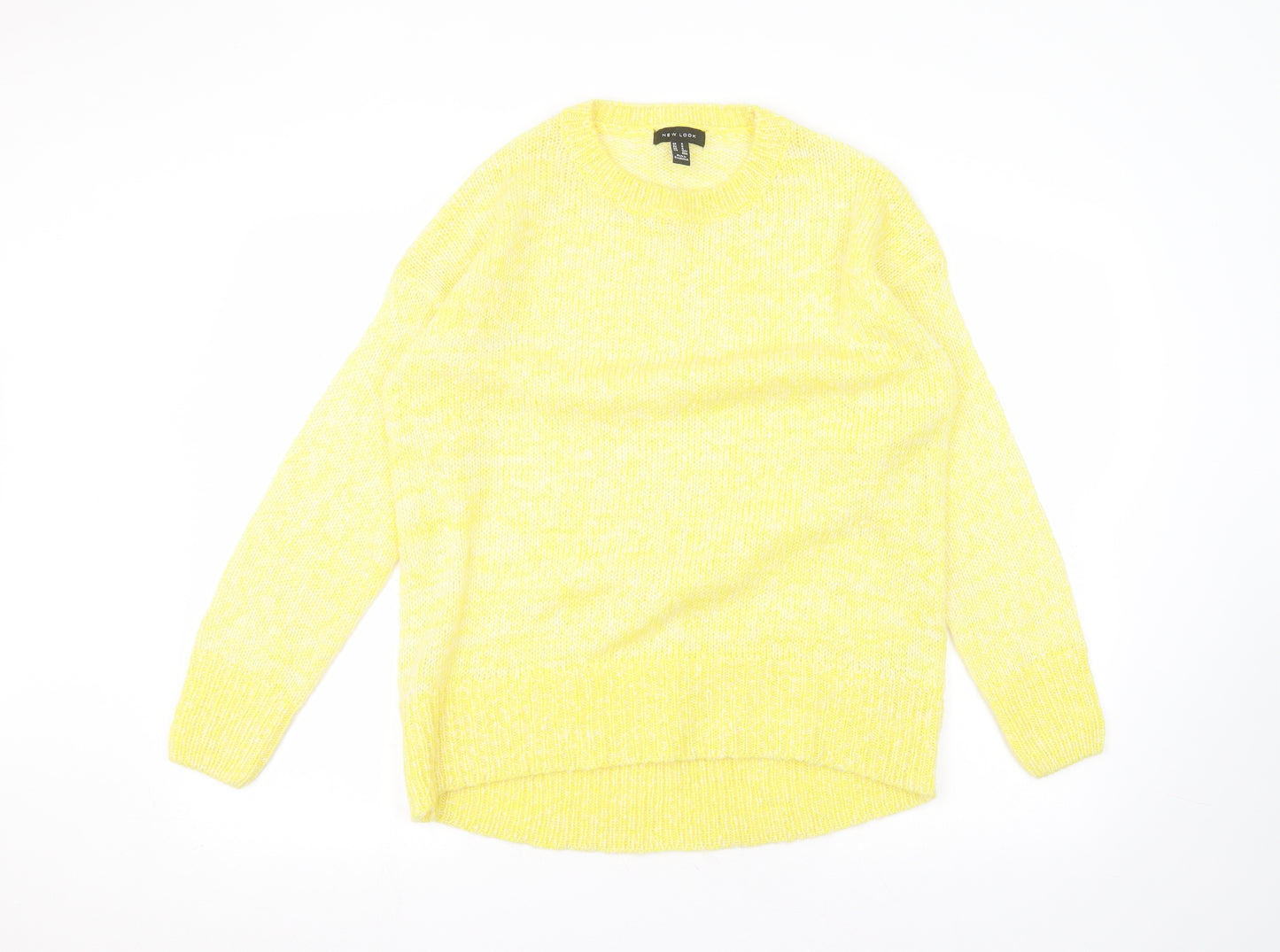 New Look Womens Yellow Round Neck  Acrylic Pullover Jumper Size S