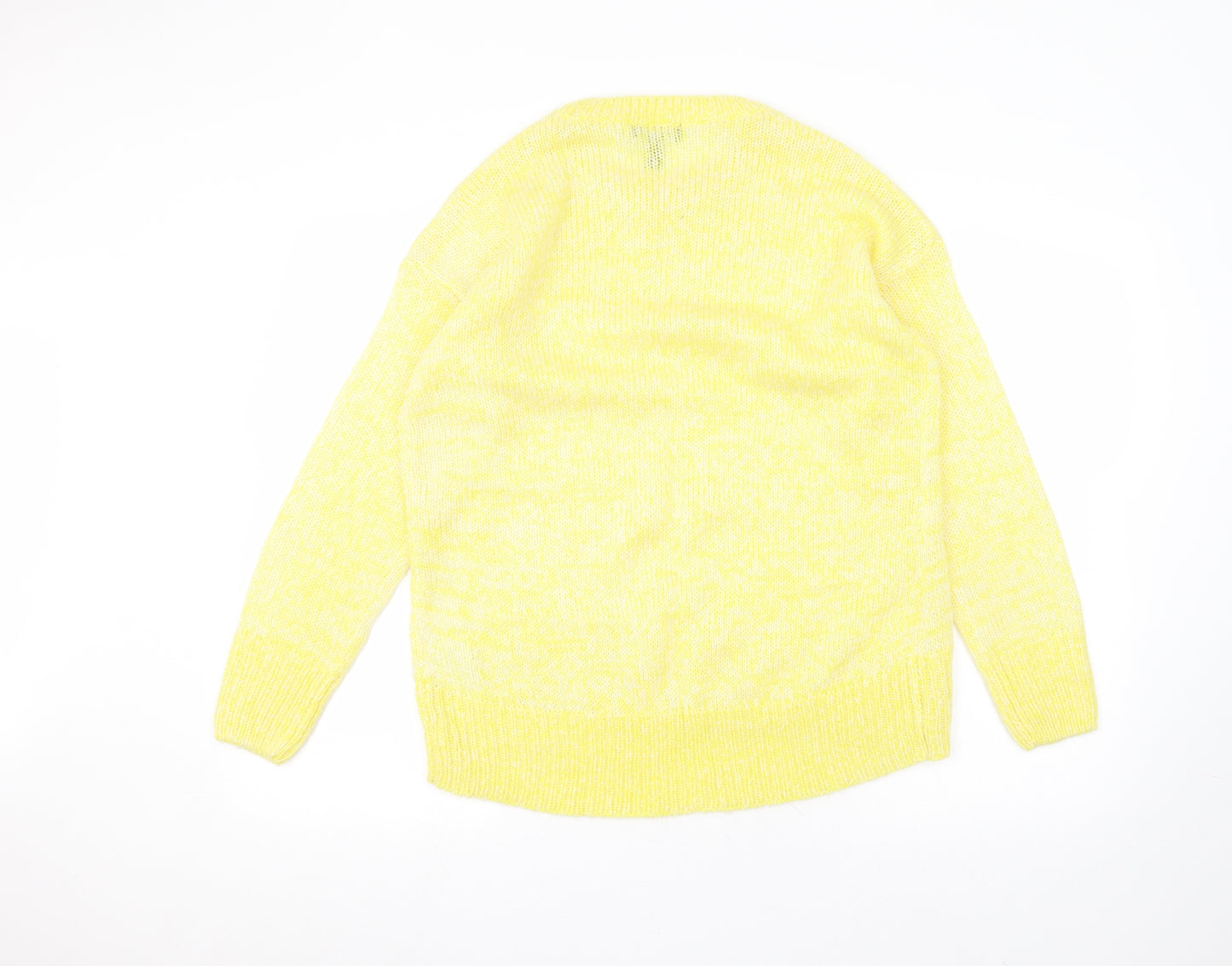 New Look Womens Yellow Round Neck  Acrylic Pullover Jumper Size S