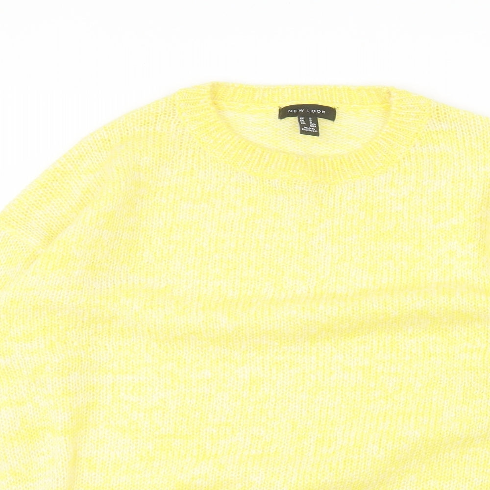 New Look Womens Yellow Round Neck  Acrylic Pullover Jumper Size S