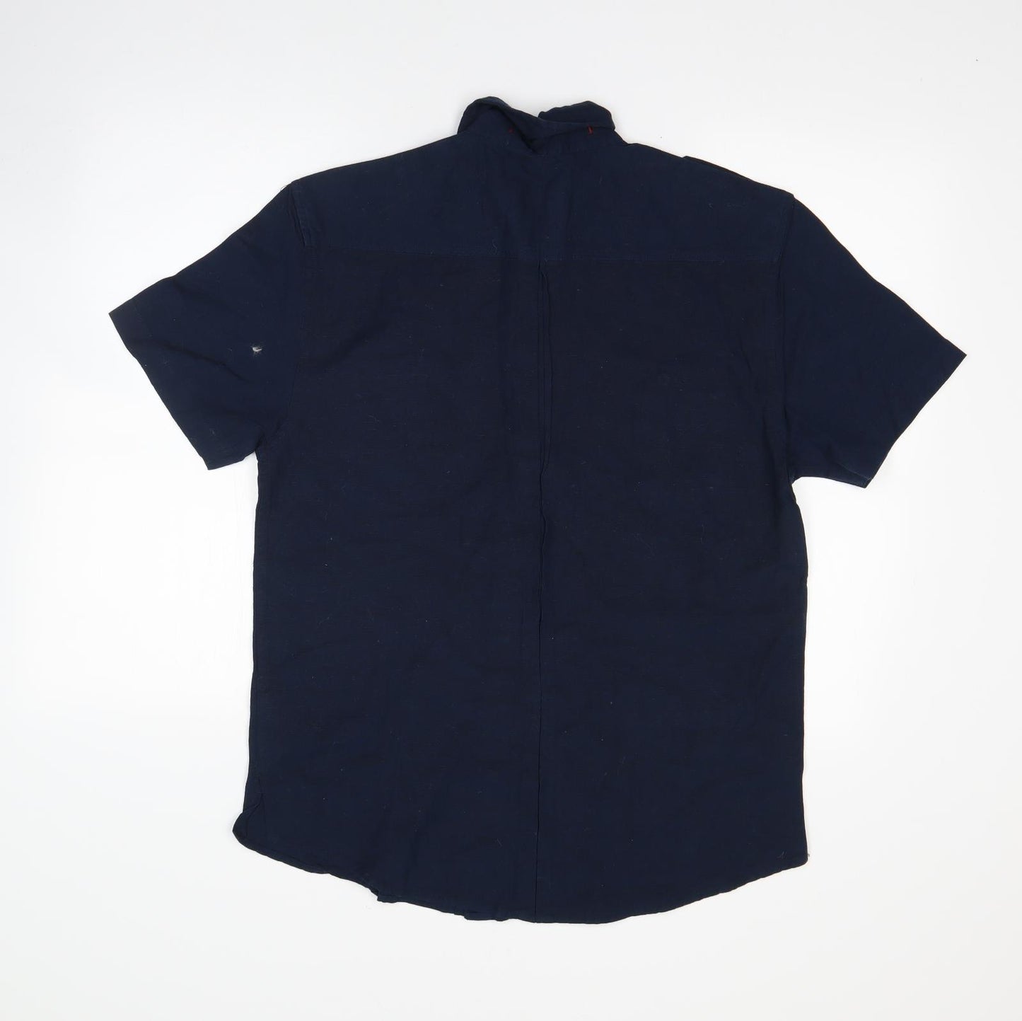 Duke Linen Mens Blue  Cotton  Button-Up Size M Collared