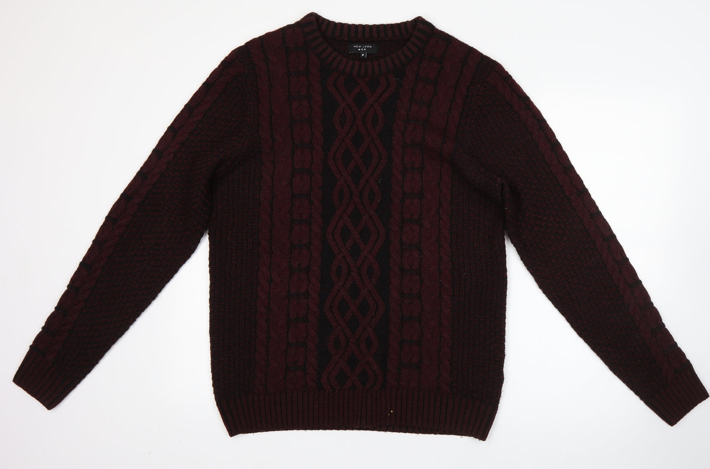 New lok Mens Red Round Neck  Acrylic Pullover Jumper Size M