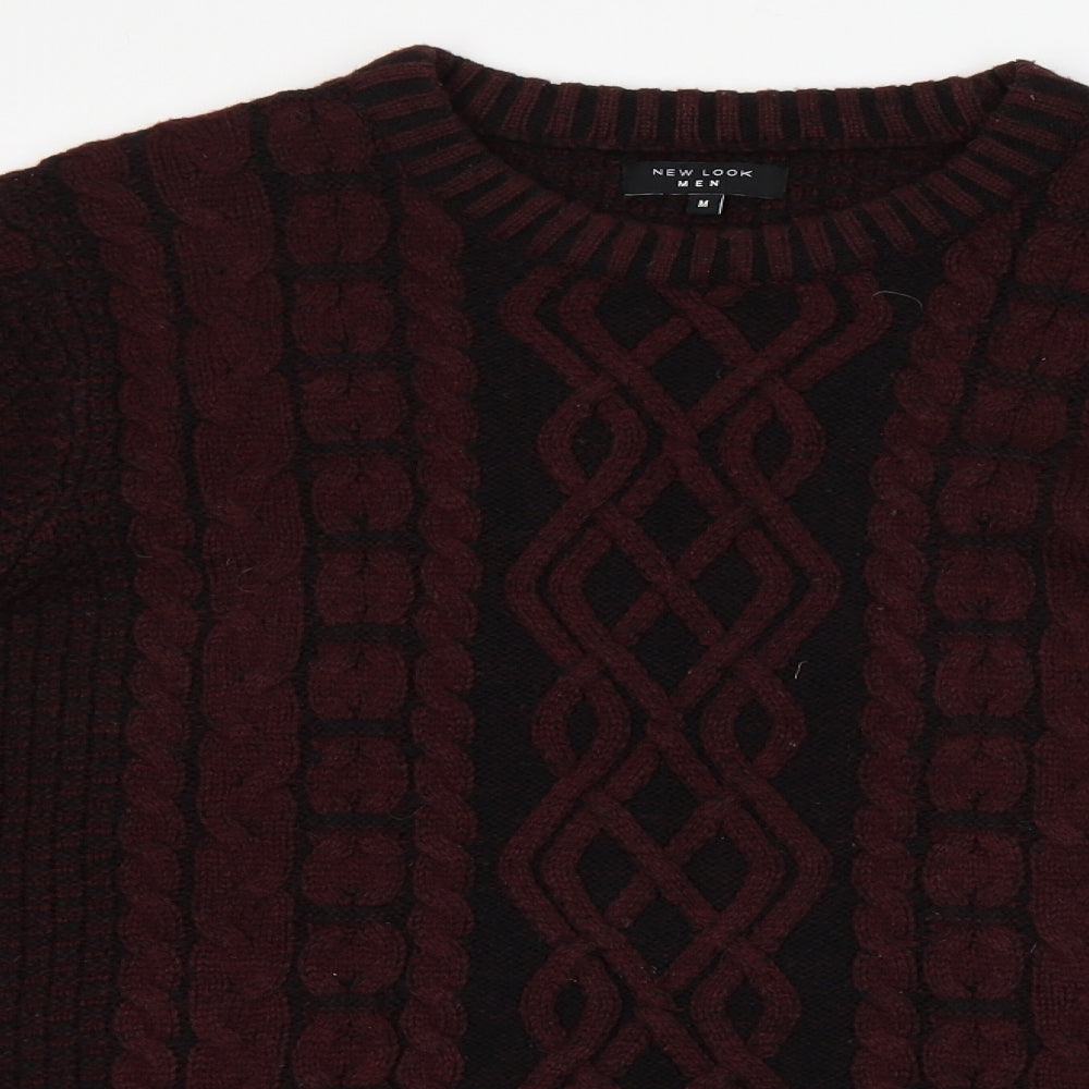 New lok Mens Red Round Neck  Acrylic Pullover Jumper Size M