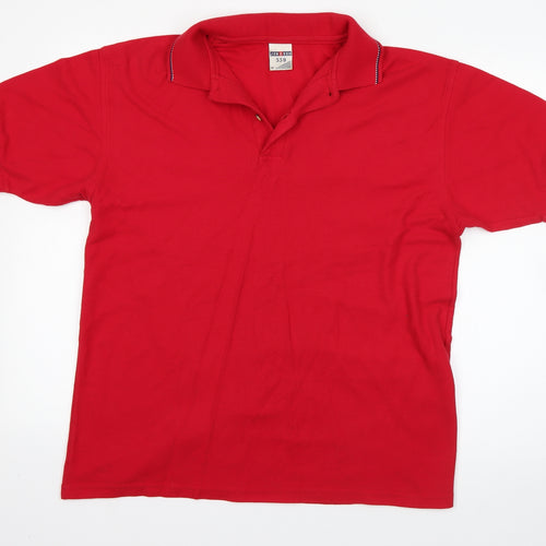 JERZEES Mens Red  100% Cotton  Polo Size M Collared