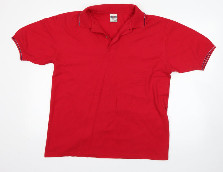 JERZEES Mens Red 100% Cotton Polo Size M Collared