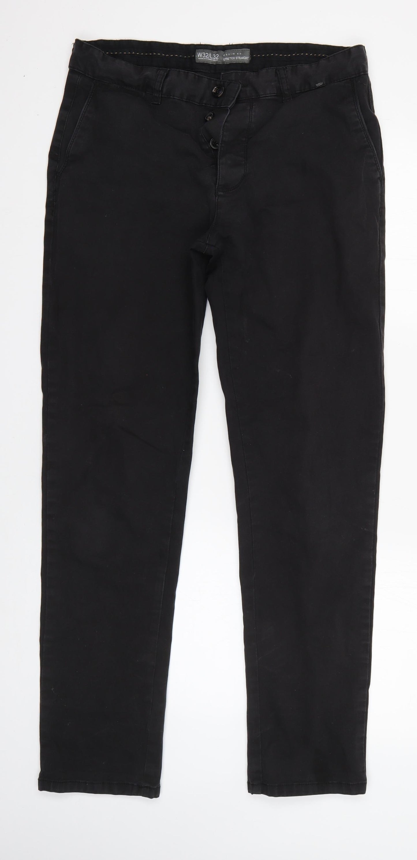 Primark Mens Black  Cotton Dress Pants Trousers Size 32 in L32 in Regular
