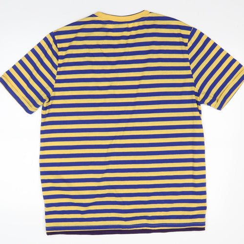 Lee Cooper Mens Multicoloured Striped Polyester  T-Shirt Size M V-Neck