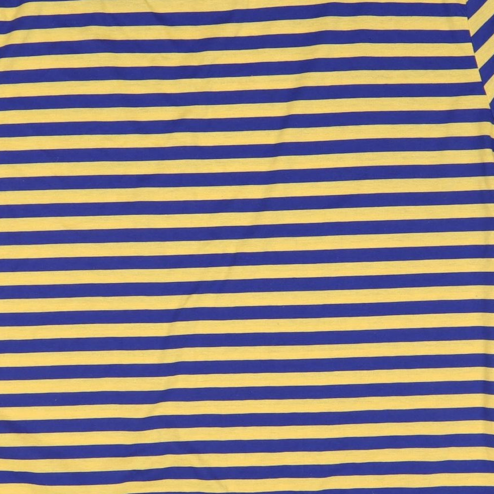 Lee Cooper Mens Multicoloured Striped Polyester  T-Shirt Size M V-Neck