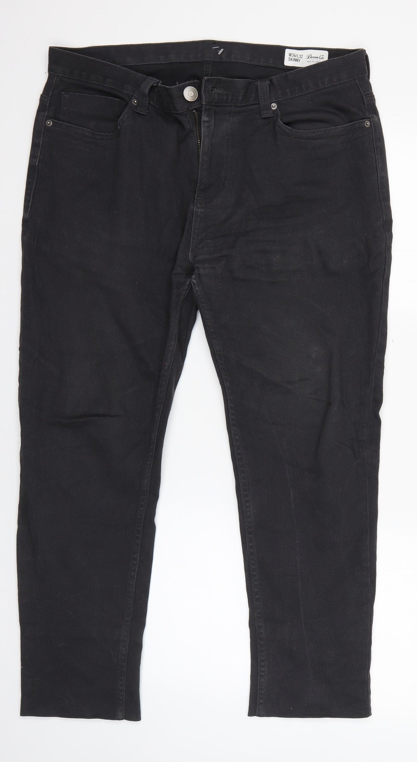Primark Mens Grey  Cotton Skinny Jeans Size 34 in L32 in Regular