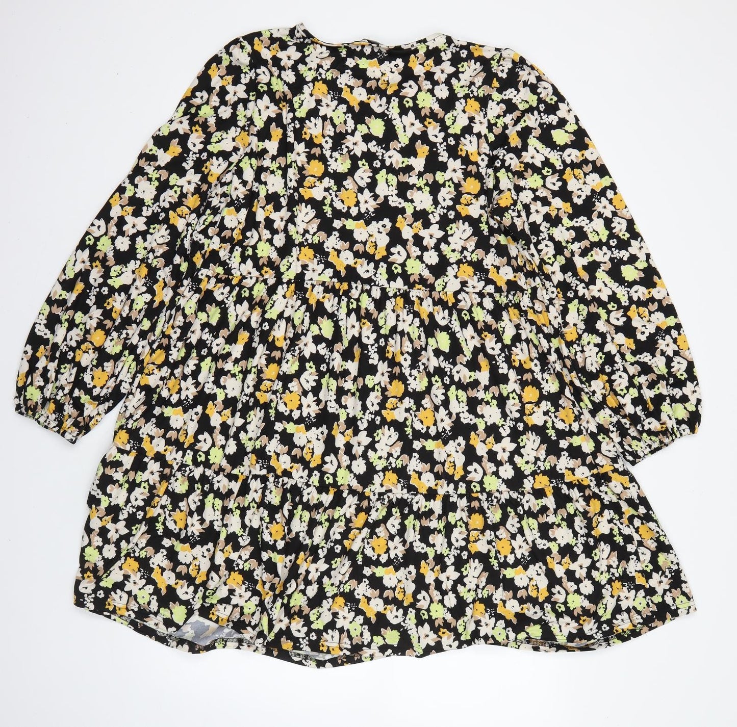 New Look Womens Multicoloured Floral Polyester A-Line  Size 14 Round Neck