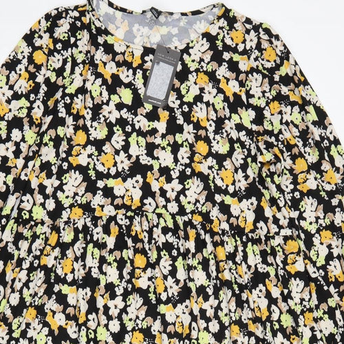 New Look Womens Multicoloured Floral Polyester A-Line  Size 14 Round Neck