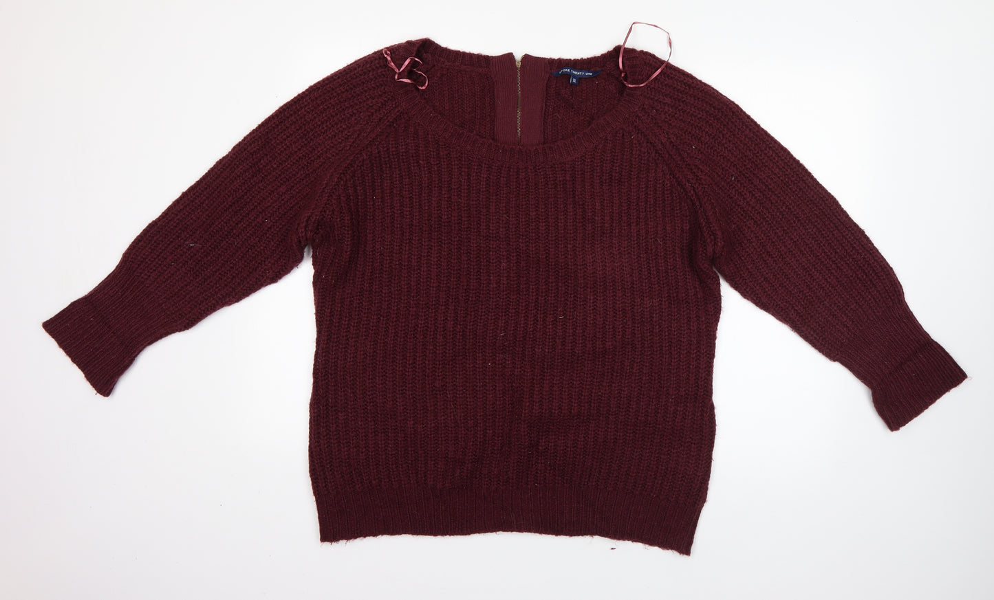 Store Twenty One Womens Red Round Neck  Acrylic Pullover Jumper Size XL