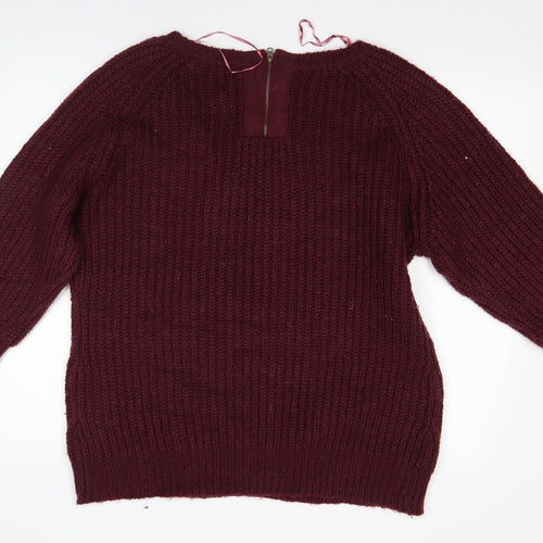 Store Twenty One Womens Red Round Neck  Acrylic Pullover Jumper Size XL