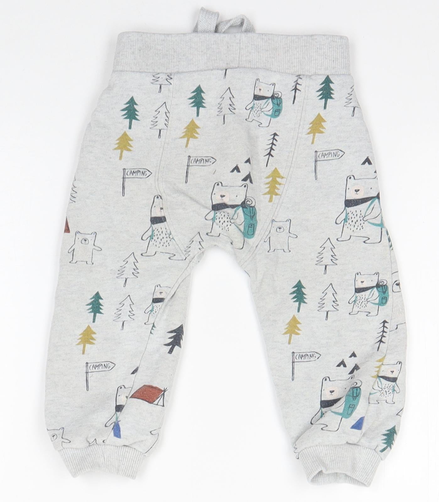 F&F Baby Grey  Cotton Jogger Trousers Size 12-18 Months