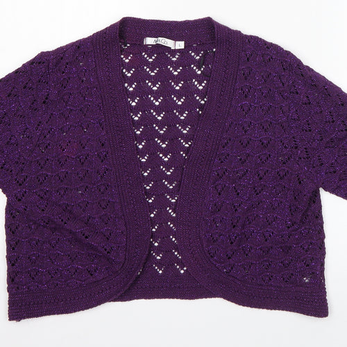 M&Co Womens Purple V-Neck  Cotton Cardigan Jumper Size L