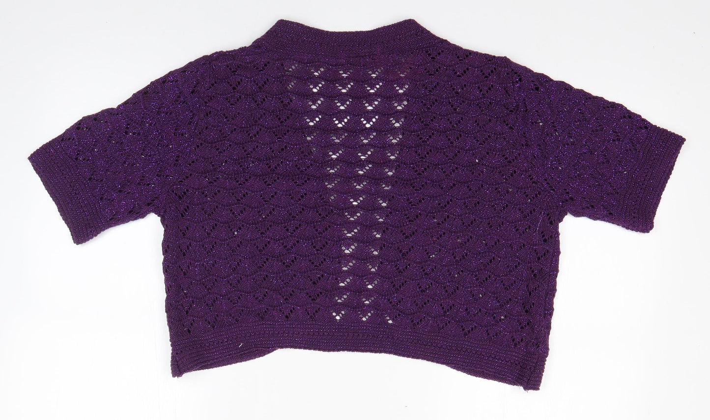 M&Co Womens Purple V-Neck  Cotton Cardigan Jumper Size L