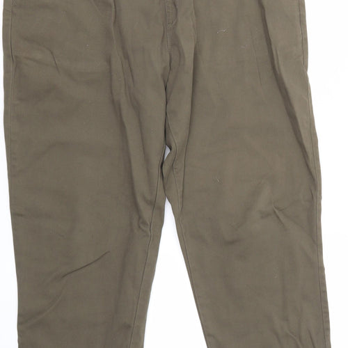 F&F Womens Green  Cotton Trousers  Size 12 L25 in Regular