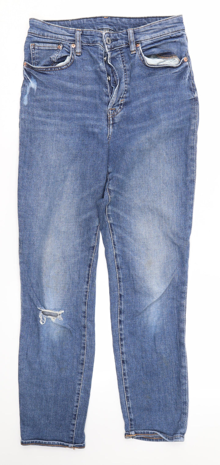 H&M Womens Blue Cotton Skinny Jeans Size 10 L28 in Regular