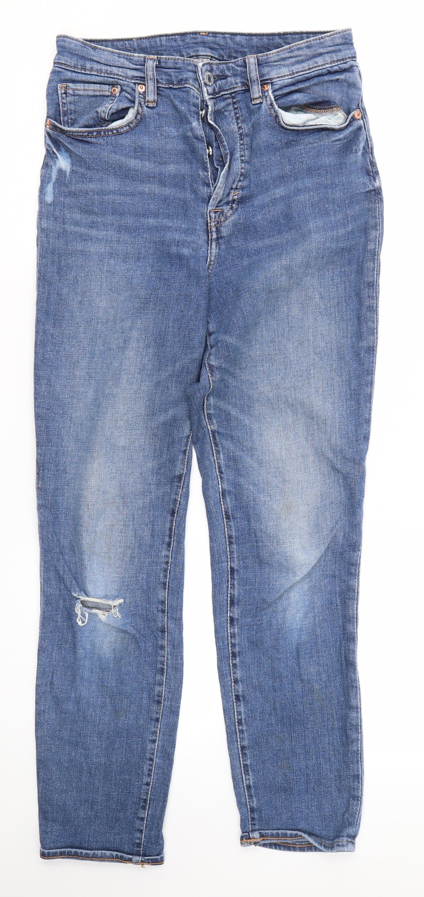 H&M Womens Blue  Cotton Skinny Jeans Size 10 L28 in Regular