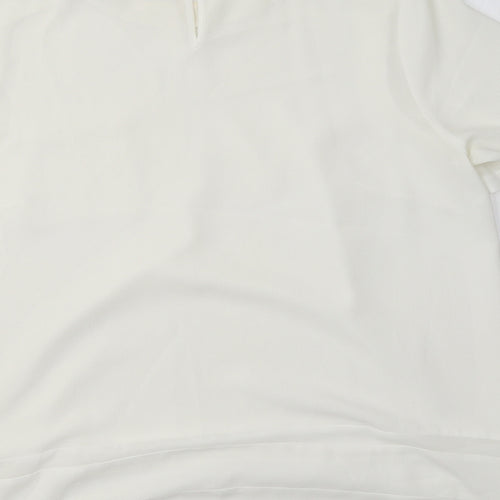 M&S Womens Ivory  Polyester Basic Blouse Size 14 Crew Neck