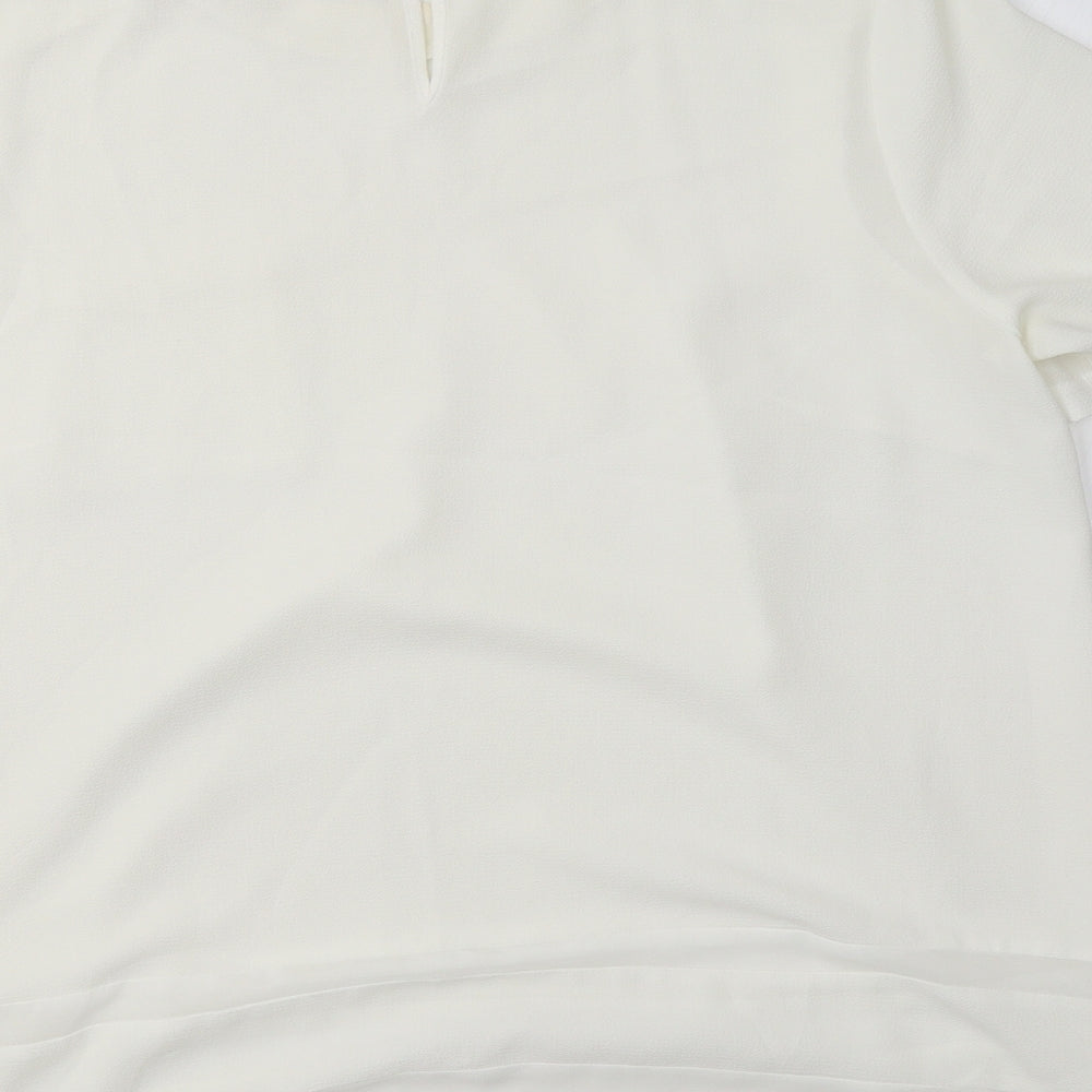 M&S Womens Ivory  Polyester Basic Blouse Size 14 Crew Neck